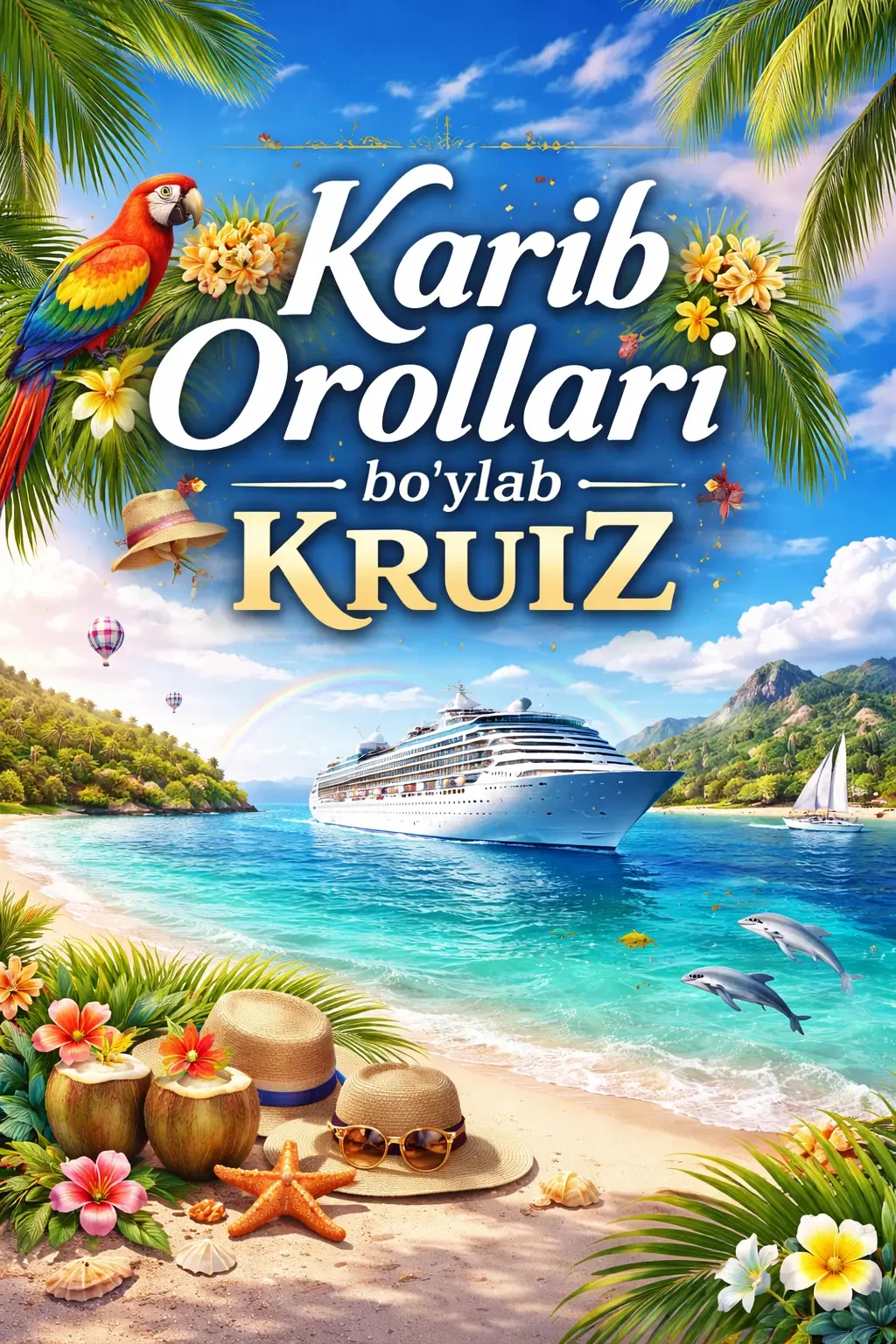🌴🏖️ Karib Orollari bo‘ylab Kruiz 🛳️🐬